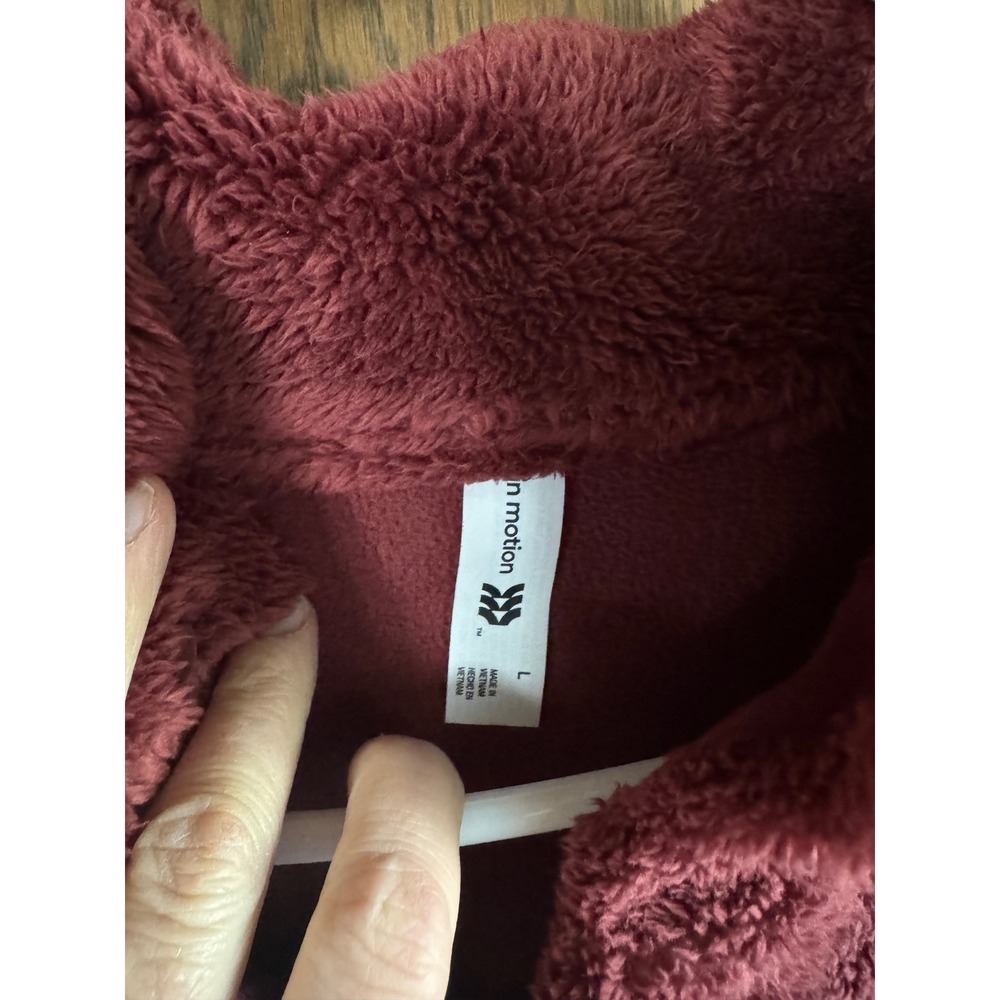 All in Motion Womens Sherpa‎ Fleece Pullover Snap Neck Maroon Burgundy Large - Picture 3 of 3